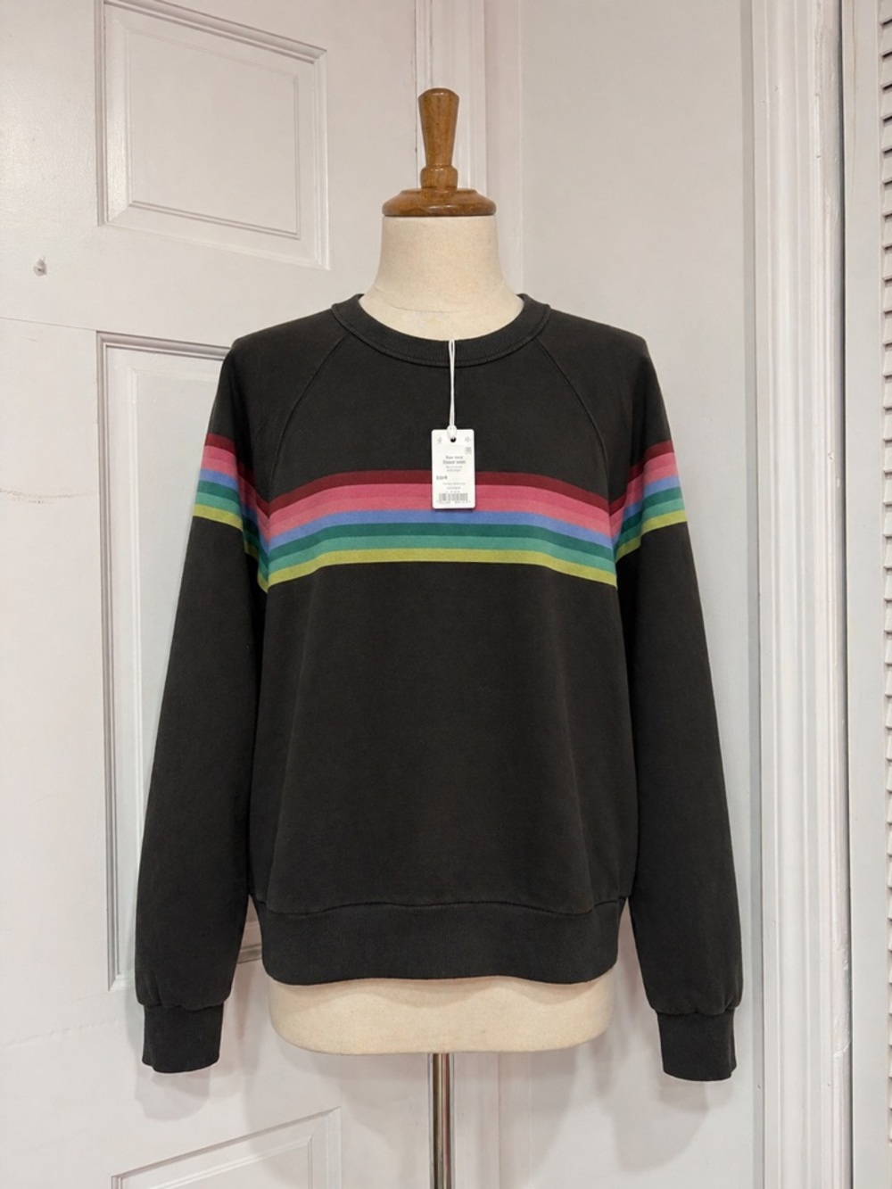 Marine Layer Black Fleece Pullover with Sunset Label Accent